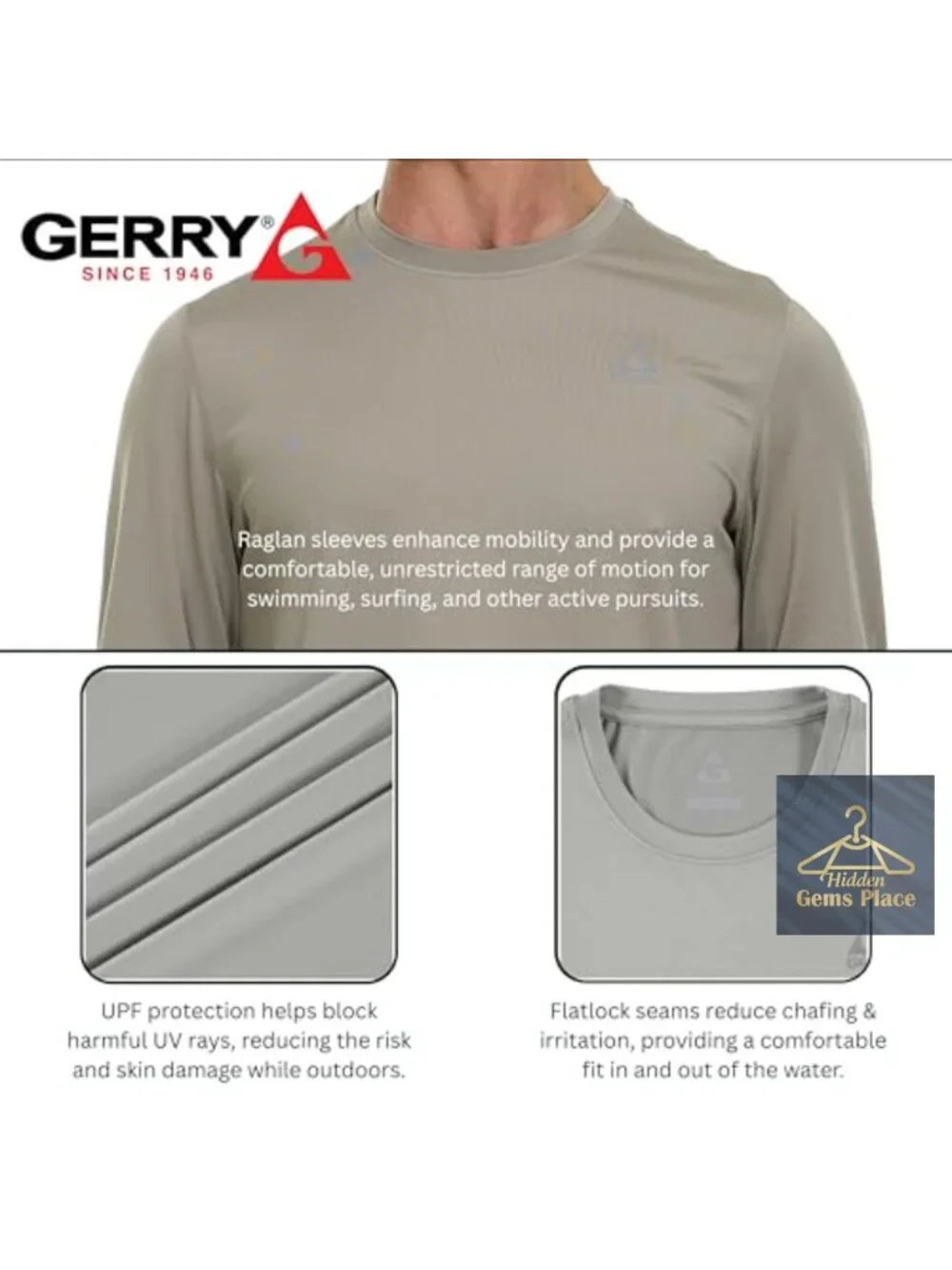UPF 50+ Long Sleeve Rash Guard Quick Dry UV Protection Swim Shirt Fishing Hiking